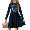 thumbnail image 1 of DISNIMO Butterfly Dress for Girls Long Sleeve Flower Dress Kids Girl Dress 7-8 Years Old Children Skater Dress Kids Twirly Dress Girls Midi Dresses Kid Swing Dress Girl Back To School Dress Button, 1 of 7
