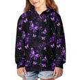 thumbnail image 1 of DISNIMO Butterfly Hoodie for Girls Kids Zip Up Hoodie Girls Size 6-7 Hoodies Zipper Sweatshirt Girls Hooded Sweatshirts Boys Children Hooded Jacket Little Kids Girl Animal Hoodies with Print Purple, 1 of 7