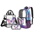 thumbnail image 1 of DISNIMO Butterfly Printed Clear Backpack for Girls, 3 Pcs Heavy Duty Clear Bookbag with Lunch Bag for School, Large See Through PVC Transparent Bookbag with Pencil Case, 1 of 5