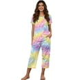 thumbnail image 1 of DISNIMO Butterfly Rainbow Printed Women's Short Sleeve Pajama Sets Soft 2 Piece Lounge Set Short Sleeve Tops and Capri Pant Pjs for Home, S, 1 of 7