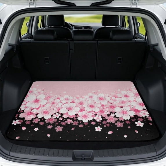 DISNIMO Car Cargo Mat All Weather Heavy Duty Trunk Liner Floor Mat Machine Washable Dog Cargo Cover Universal Protective Mat for SUV Truck Sedan Vehicles, Cherry Blossom Print