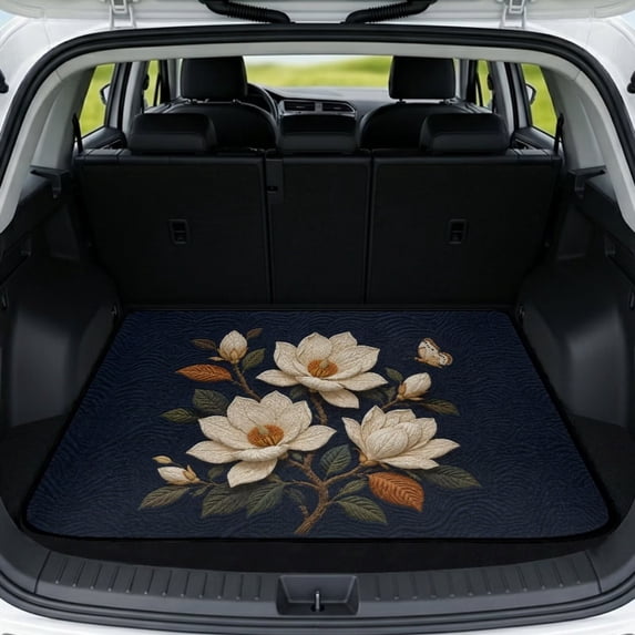DISNIMO Car Cargo Mat All Weather Heavy Duty Trunk Liner Floor Mat Machine Washable Dog Cargo Cover Universal Protective Mat for SUV Truck Sedan Vehicles, Floral Butterfly Print