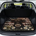 thumbnail image 1 of DISNIMO Car Cargo Mat All Weather Trunk Protection Cargo Liner Heavy Duty Rear Trunk Liner Machine Washable Dog Seat Cover Suitable for Most Cars Models, Highland Cow Daisy American Flag, 1 of 7