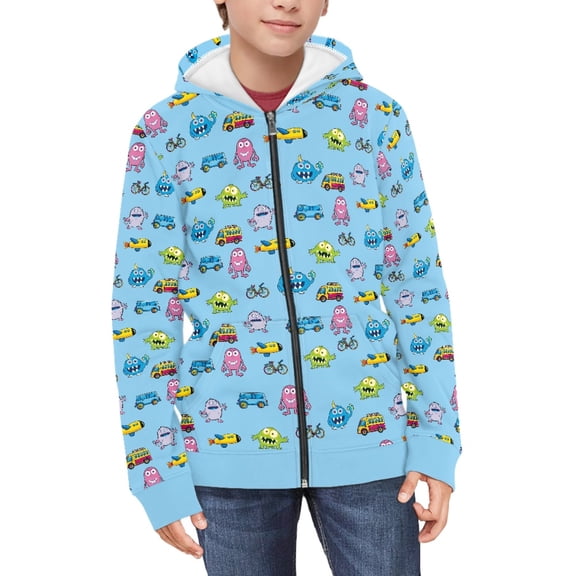 DISNIMO Car Hoodie Kids Plane Hoodie for Boys Zip Up Size 14-16 Zippered Hoodie Kids Hoodie Sweatshirts Zipper Up Hoodies for Boys Boys Sweatshirt Child Hooded Jacket Teen Boy Blue Clothes