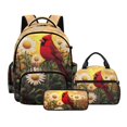 thumbnail image 1 of DISNIMO Cardinal Daisy Printed 3 Pcs Kids School Bag Set with Insulated Lunch Bag & Pencil Case, 17 Inch Large Capacity School Backpack with Adjustable Strap, Back to School Gift, 1 of 7