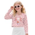 thumbnail image 1 of DISNIMO Cartoon Axolotl Cow Printed Girls Crop Tops Long Sleeve Pullover Tops Crew Neck Loose Cropped Sweatshirts Fall Fashion Outfits for 5-14 Years Old Girls, 1 of 5