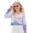 thumbnail image 1 of DISNIMO Cartoon Axolotl Print Girls Crop Tops Long Sleeve Pullover Sweatshirts Round Neck T Shirt Fall Fashion Cropped Sweatshirts for 5-14 Years Old Girls, 1 of 7