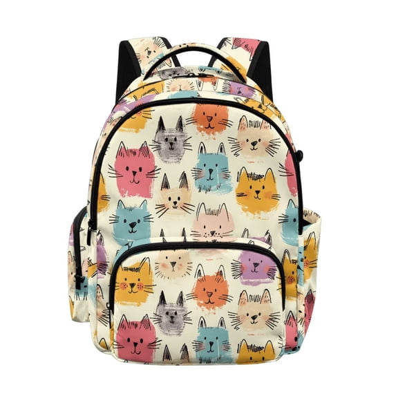 DISNIMO Cartoon Cat Print Kids Backpack for Girls Lightweight and Breathable Children's Schoolbag with Multiple Pockets for Elementary Middle Students, Back to School Gifts