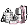 thumbnail image 1 of DISNIMO Cartoon Cat Printed Clear Backpack for Girls, 3Pcs 17" PVC Transparent Bookbag Set for School, Includes Lunch Bag & Pencil Pouch, Girls Back to School Gifts, 1 of 5