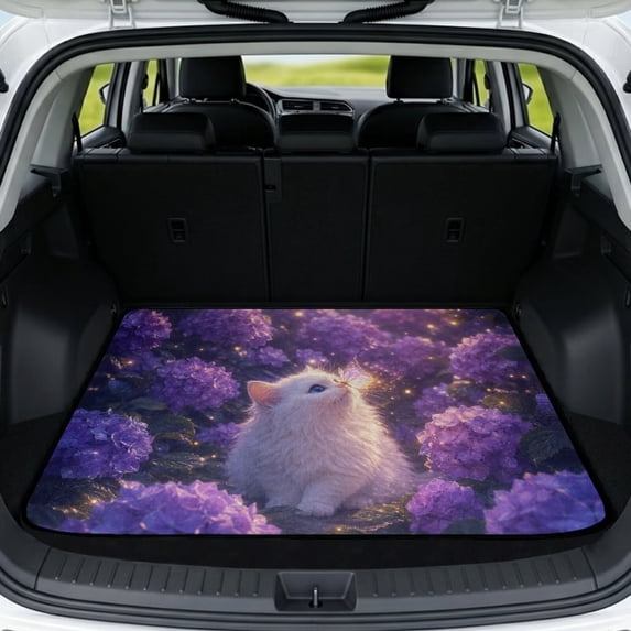 DISNIMO Cat Flower Print Car Cargo Mat Heavy Duty Rear Trunk Liner Washable Dog Cargo Protector Suitable for Most Car Models, Easy to Clean