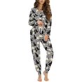 thumbnail image 1 of DISNIMO Cat Print Women's 2 Piece Lounge Sets Casual Fashion Sleepwear Button Down Nightwear Long Sleeve Loungewear with Long Pajama Pants, 1 of 6