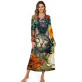 thumbnail image 1 of DISNIMO Cat Sunflower Print Women Nightgowns Long Sleeve Sleepwear Comfy V Neck Nightshirts Button Front Sleepshirts Full Length Night Gowns, S, 1 of 8