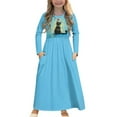 thumbnail image 1 of DISNIMO Cats Blue Frocks for Girls 5-6 Years Daily Wear dresses for Kids Long Sleeve Dress for Girls Dresses with Pockets Girls Twirl Skater Dress for Girls Crew Neck, 1 of 7