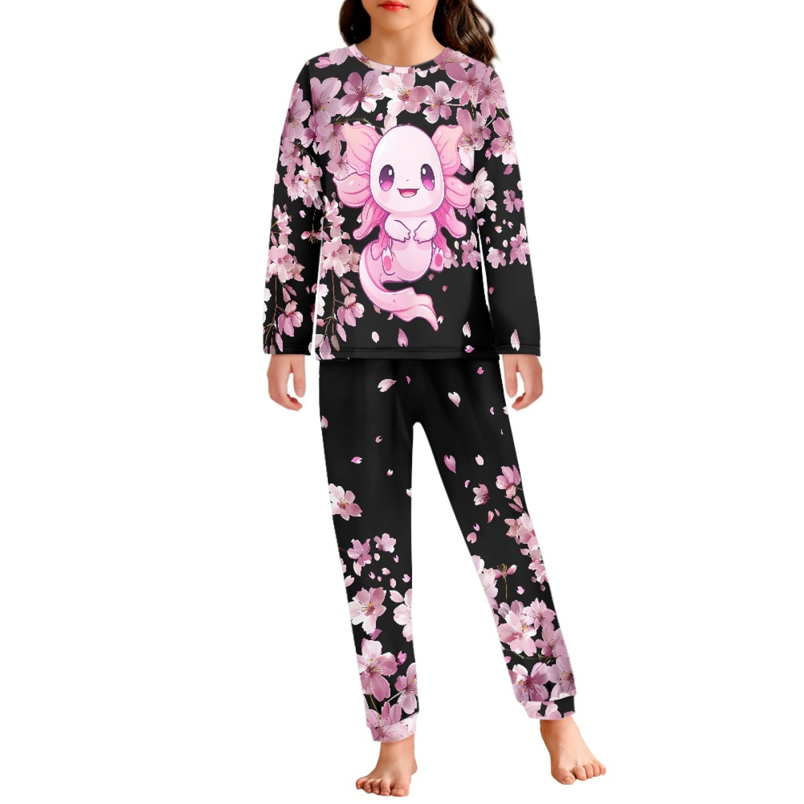 DISNIMO Cherry Blossom Axolotl Pjs for Girls Size 11-12 Pajamas Set for ...
