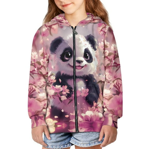 DISNIMO Cherry Blossom Hoodie Kids Panda Hoodie for Girls Boy Zip Up Hoodies Boys Girl Zipper Hoodies Size 8-10 Streetwear Hoodie Jackets Sweatshirt Hoodies Sweatshirts Kid Coat