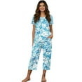 thumbnail image 1 of DISNIMO Cherry Blossom Printed Pajama Set for Women, Soft Sleepwear Short Sleeve Tops and Capri Pant Pjs 2 Pcs Lounge Set, S, 1 of 7