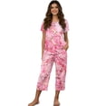 thumbnail image 1 of DISNIMO Cherry Blossom Printed Women's Short Sleeve Pajama Sets Casual 2 Piece Pjs Set Short Sleeve Tops and Capri Pant Lounge, 3XL, 1 of 7