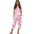 thumbnail image 1 of DISNIMO Cherry Blossom Printed Women's Short Sleeve Pajama Sets Soft 2 Piece Pjs Set Breathable Tops and Capri Pant Lounge for Summer, 3XL, 1 of 7