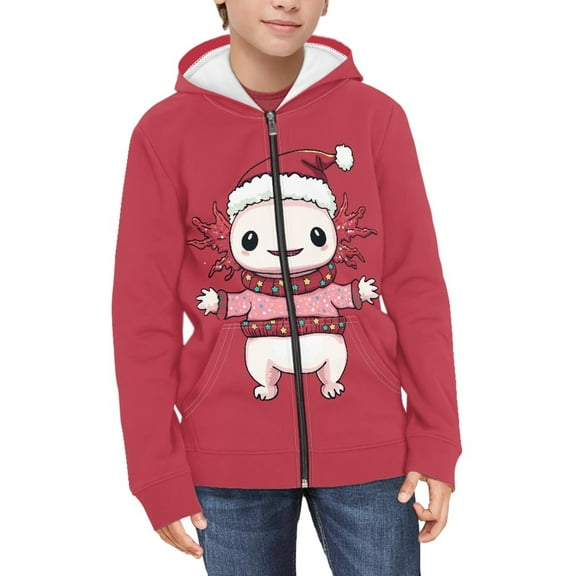 DISNIMO Christmas Axolotl Hoodie Kids Red Hoodies for Boys Teen Sweatshirts Boy Hoodie Sweatshirt Youth Hoodie Jacket Boys Hooded Jackets Size 11-13 Boys Animal Zip Up Hoodie Kids Zipper Girls Cloth