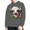thumbnail image 1 of DISNIMO Christmas Cow Hoodie Kids 14-16 Hoodies for Boys Gray Pullover Hoodie Sweatshirts for Girls Sweatshirt with Hood and Pockets Childrens Long Sleeve Hoodie Fall Oversized Casual Teens, 1 of 7
