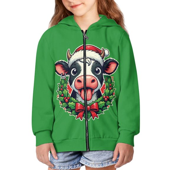 DISNIMO Christmas Cow Hoodies for Girls 6-7 Years Old Hoodie Sweatshirts Girls Preppy Sweatshirts for Kids Hooded Jackets Boys Hoodie 6-7 Child Hooded Jacket Zippered Hoodie Girls Zip Hoodies