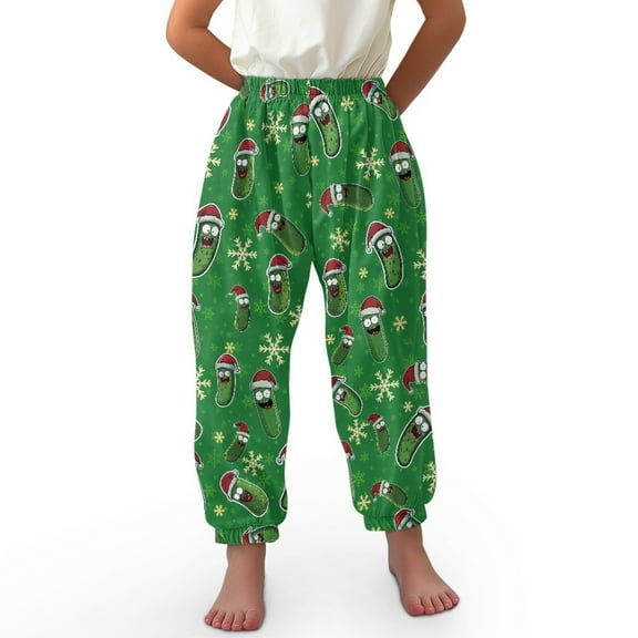 DISNIMO Christmas Cucumber Kids Harem Pants Girls Bloomer Harem Pants Kids Bloomer Trousers Girls Harem Bloomers for Girls Loose Legged Sweatpants 13-16 Elastic Basic Harem Pants Girls Beach Pants