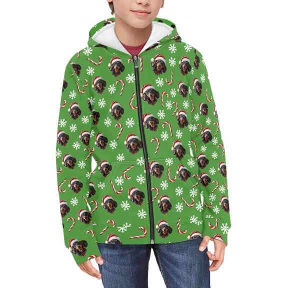 DISNIMO Christmas Dachshund Hoodie for Kids Snowflake Hoodies for Boys 6-7 Zipper Sweatshirts for Boys Hoodies Sweatshirt with Hoodie for Kids Hoodie Jacket Girls Hooded Jackets Child Clothes Fall