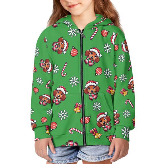 DISNIMO Christmas Dachshund Hoodie for Kids Snowflake Hoodies Jackets for Girls Graphic Zip Up Hoodie Sweatshirt Boys Zipper Sweatshirts Size 8-10 Clothing Unisex Fall Clothes Kid