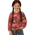 thumbnail image 1 of DISNIMO Christmas Deer Tree Printed Girls' Long Sleeve Tops Kids Casual Tunic Top Tie Front Loose Fits Blouse Soft Crewneck Pullover Shirts, 1 of 8