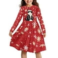 thumbnail image 1 of DISNIMO Christmas Dresses for Girls Cat Dress Size 9-10 Girls Dress Long Sleeve Collared Dress for Girls Red Snowflake Dress Kids Swing Dress for Girls Midi Long Sleeve Dress Kids Girls Dresses, 1 of 7