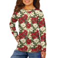 thumbnail image 1 of DISNIMO Christmas Flower T Shirts Long Sleeve for Kids Crew Neck Shirt Girls Long Sleeve Shirts Casual Cute Long Sleeve Tops for Kids Soft Tshirt Girls Tshirts 3-4 Years Old T Shirt Girls Tee, 1 of 7
