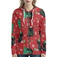 thumbnail image 1 of DISNIMO Christmas Hoodies for Women Cat Snowflake Printed Hooded Sweatshirts Zip Up Jacket Coat with Pockets, L, 1 of 5