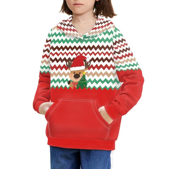 DISNIMO Christmas Kids Reindeer Hoodie Boy Pullover Hoodies for Girls Streetwear Girls Hoodie 8-10 Fall Sweatshirts for Kids Girls Polyester Hoodie Long Sleeve Pullover Hoodie for Child Casual