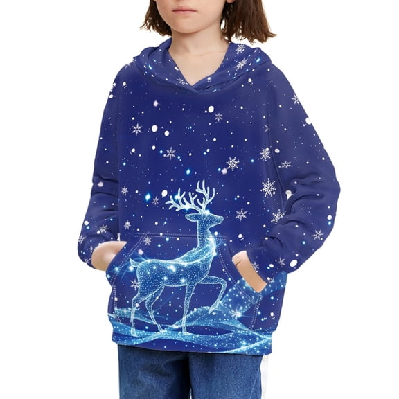 DISNIMO Christmas Reindeer Girls Hoodie Sweatshirts Size 8-10 Snowflake Pullover Hoodies for Girls Boys Graphic Sweatshirt Oversized Kids Preppy Fall Clothes Trendy Long Sleeve
