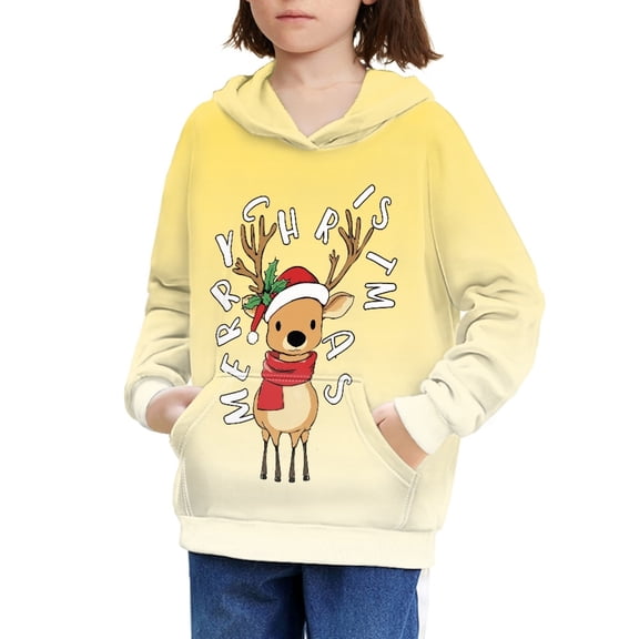 DISNIMO Christmas Reindeer Hoodie Boy and Girl Clothes Hoodies Kids Preppy Hoodies for Girls Graphic Hoodies Size 6-7 Pullover Sweatshirt Kids Hoodie Sweatshirts with Pockets Unisex Child