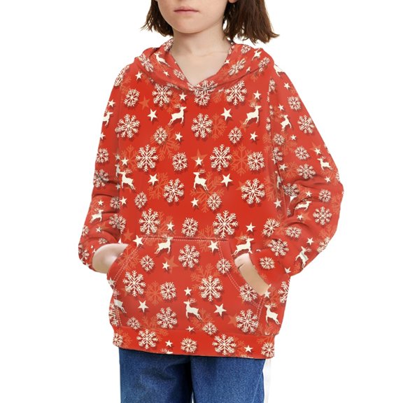 DISNIMO Christmas Reindeer Hoodies Pullovers 11-13 Teen Girl Snowflake Hoodie Sweatshirt Boys Ang Girls Hooded Sweatshirts with Hood Design Childrens Fall Winter Long Sleeve Hoodie