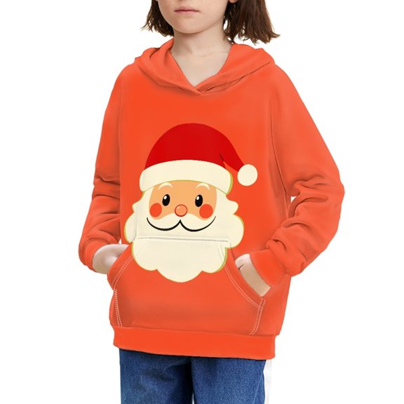 DISNIMO Christmas Santa Claus Girl Hoodies Size 14-16 Hoodie Pullover Kids Boys Girls Fall Hoodies Streetwear Teens Girl Hooded Sweatshirt with Pockets Children Sweatshirts Orange Sportswear