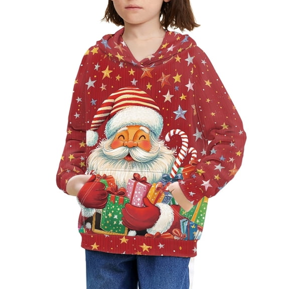 DISNIMO Christmas Santa Claus Hoodie Teenager Girls Star Hoodie Sweatshirt Kids Matching Hoodies Boy and Girl Hooded Sweatshirts Boys 11-13 Pullover Hoodie Fall Clothes Children Lightweight