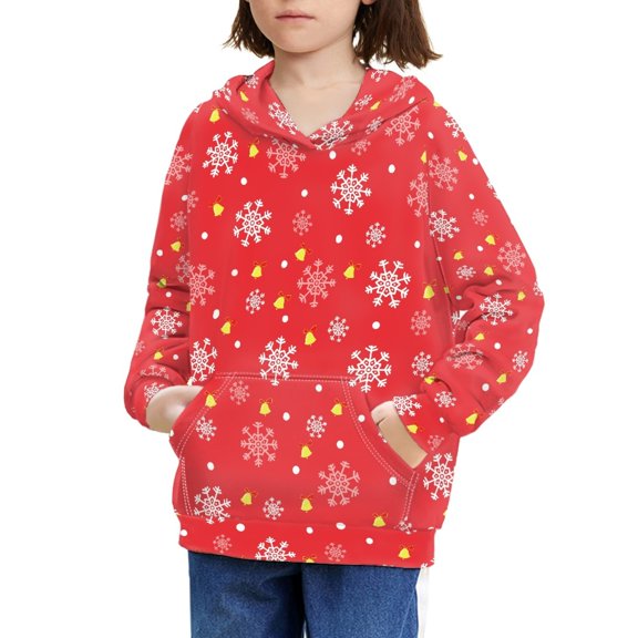 DISNIMO Christmas Snowflake Hoodies for Children Girls Hoodie with Pocket Boys Hooded Pullover Sweatshirts with Hoodie Sweatshirt Graphic Hoodie 8-10 Hoodies Streetwear Fall Kids Red