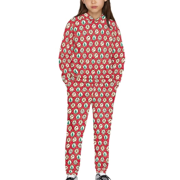 DISNIMO Christmas Snowman Hoodie Sweatshirt Girls Hoodies And Sweatpants Set for Kids Sweat Suit with Hood 2 Piece Set Girls Hoodies And Pants Set for Girls Pullover Hoodies Size 8-9 Hoodie Set