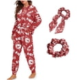 thumbnail image 1 of DISNIMO Christmas Snowman Print Women's 2 Piece Pajama Set Long Sleeve Sleepwear with Long Pants 4 Piece Pj Lounge Set with Hairband Loose Fit Nightwear with Pockets, S, 1 of 6
