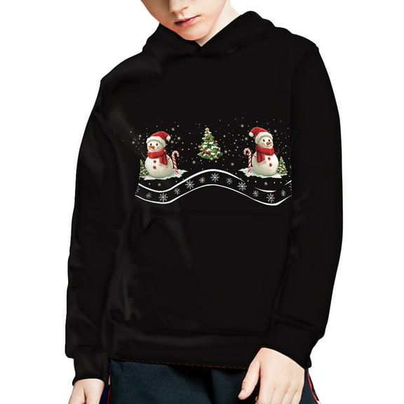 DISNIMO Christmas Tree Boys Hoodie Sweatshirts Size 8-10 Snowman Hoodies Pullover Graphic Sweatshirt with Hoodie Pockets for Boys and Girls Streetwear Hoodie Fall Clothes Boy Casual