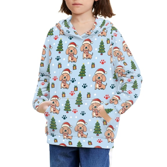 DISNIMO Christmas Tree Dog Hoodies for Girls 14-16 Years Old Pullover Hoodie for Girls and Boys Matching Sweatshirts with Hood Hoodies for Kids Girls Preppy Long Sleeve Fall Clothes Teens Child