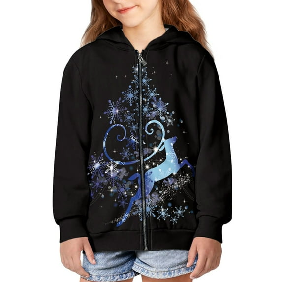 DISNIMO Christmas Tree Hoodie Girl Reindeer Hoodies for Kids Girls Sweatshirts Preppy Hoodie Sweatshirt for Boys Zip Hoodies Size 6-7 Childrens Zip Up Hoodies Girls Jacket with Hood Boys Jackets