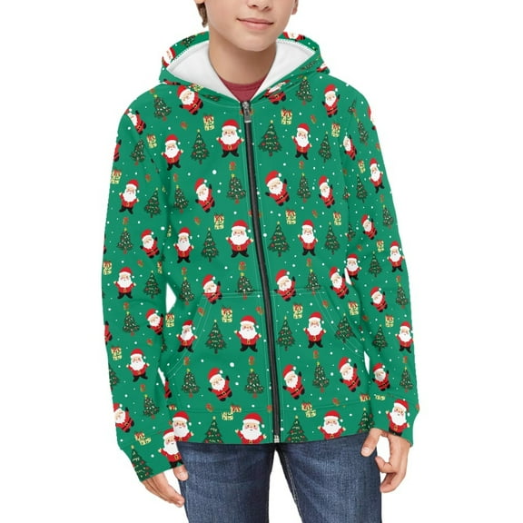 DISNIMO Christmas Tree Hoodie Kids Santa Claus Zip Hoodie for Boys 8-10 Hoodies Sweatshirt Boys Sweatshirts Hooded Jacket Girls Hoodie Jackets Boys Zip Up Hoodies Graphic Boys Green Hoodie Soft