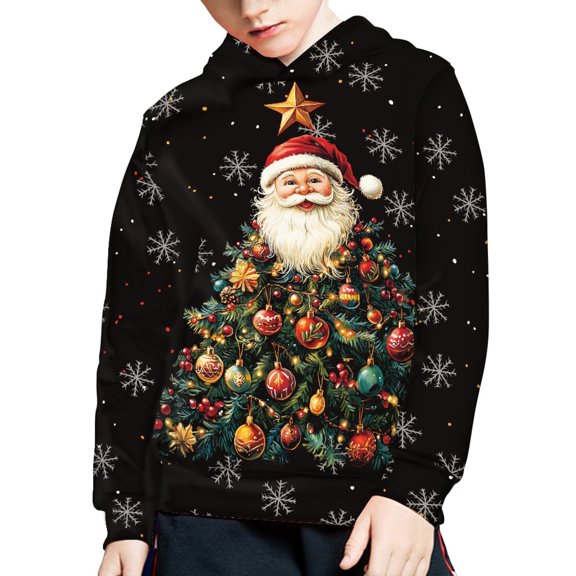 DISNIMO Christmas Tree Hoodies Boys Santa Claus Hoodie Girls Snowflake Hoodies for Boys 11-13 Designer Sweatshirts for Teens Childrens Hoodie Kids Hoodie Pullover Sweatshirt with Pockets