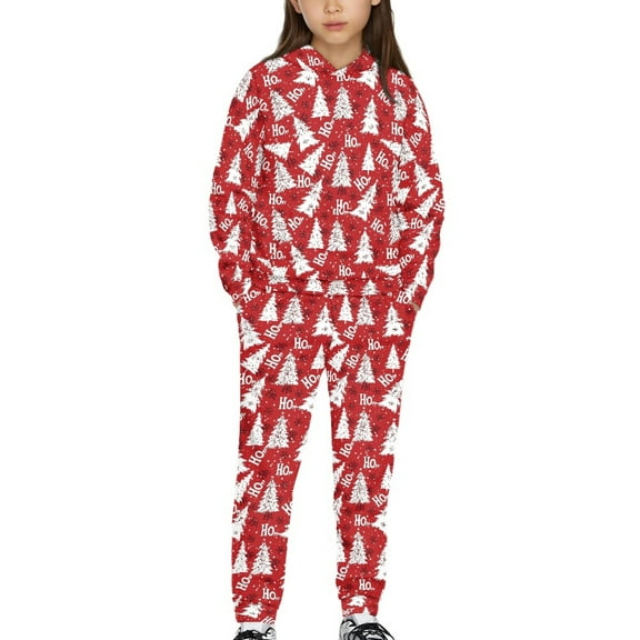 DISNIMO Christmas Tree Hoodies Kids Girls Hoodie And Pants Set for Girls 2 Piece Hoodie Outfits Girls Drop Shoulder Sweatshirt Girls 10-12 Hoodies with Pockets Kids Clothes Girls Hoodies Boys