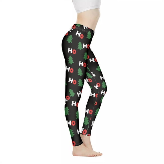 DISNIMO Christmas Tree Printed High Waisted Yoga Pants for Women, Stretch Workout Leggings Tummy Control Yoga Pants Leggings for Sport, Black, S