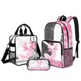 thumbnail image 1 of DISNIMO Clear Backpack for School, Axolotl Cherry Blossom Print 3 Pcs Heavy Duty Large Clear Backpack with Lunch Box & Pencil Bag for Kids Girls, See Through PVC Bookbag, 1 of 5