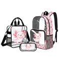thumbnail image 1 of DISNIMO Clear Backpack for School, Axolotl Cherry Blossom Printed Heavy Duty See Through Bookbag for Girls, 17 Inch Large PVC Backpack with Lunch Box and Pencil Case, 1 of 5